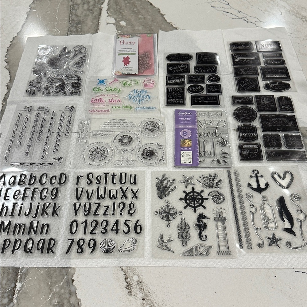 Clear Stamp Collection with Floral and Sentiment Designs